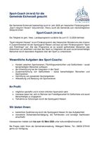 Stellenausschreibung Sportcoach 2026